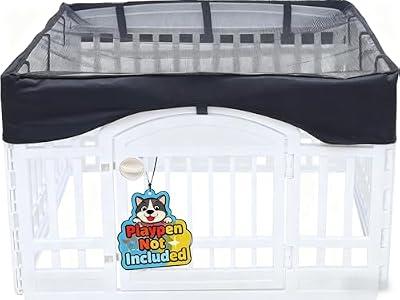 Dog Playpen Mesh Top Cover,[Play Pen Not Included] Fits 36" Inch Pet Playpen with 4 Panelsï¼ŒDog Cage Covers Puppy Play Pen Cover,Indoor/Outdoor Use,Easy to fold for Portability