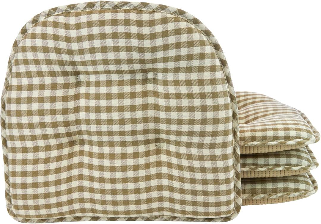 Non-Slip Chair Cushions, Assembled in USA, U-Shaped Skid-Proof Seat Pads for Dining Room, Kitchen, Office, 15"x16", 4 Pack