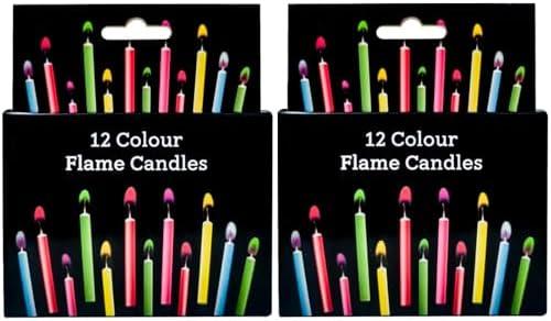 Birthday Cake Candles Happy Birthday Candles Colorful Candles Holders Included (24pcs)
