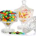 Frcctre 2 Pack Glass Candy Dish with Lid, 15 Oz Crystal Candy Bowl Cookie Jar Decorative Apothecary Jar for Party, Candies Buffet, Wedding, Christmas, Home 