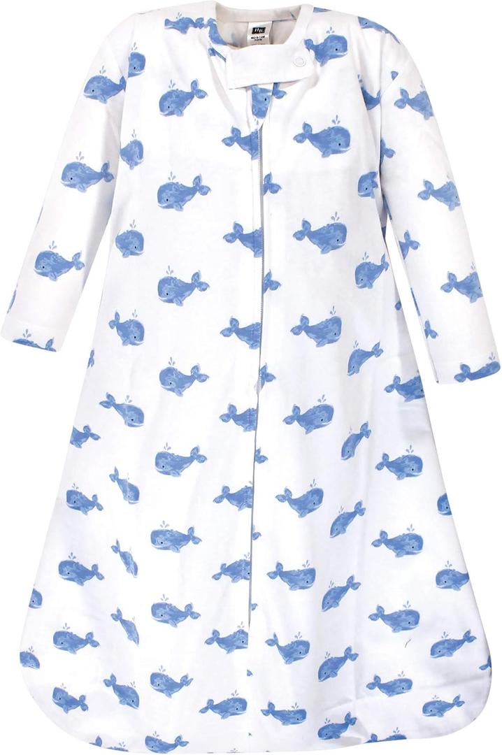 Hudson Baby Unisex Baby Long Sleeve Cotton Jersey Sleeping Bag, Blue Whale, 0-6 Months