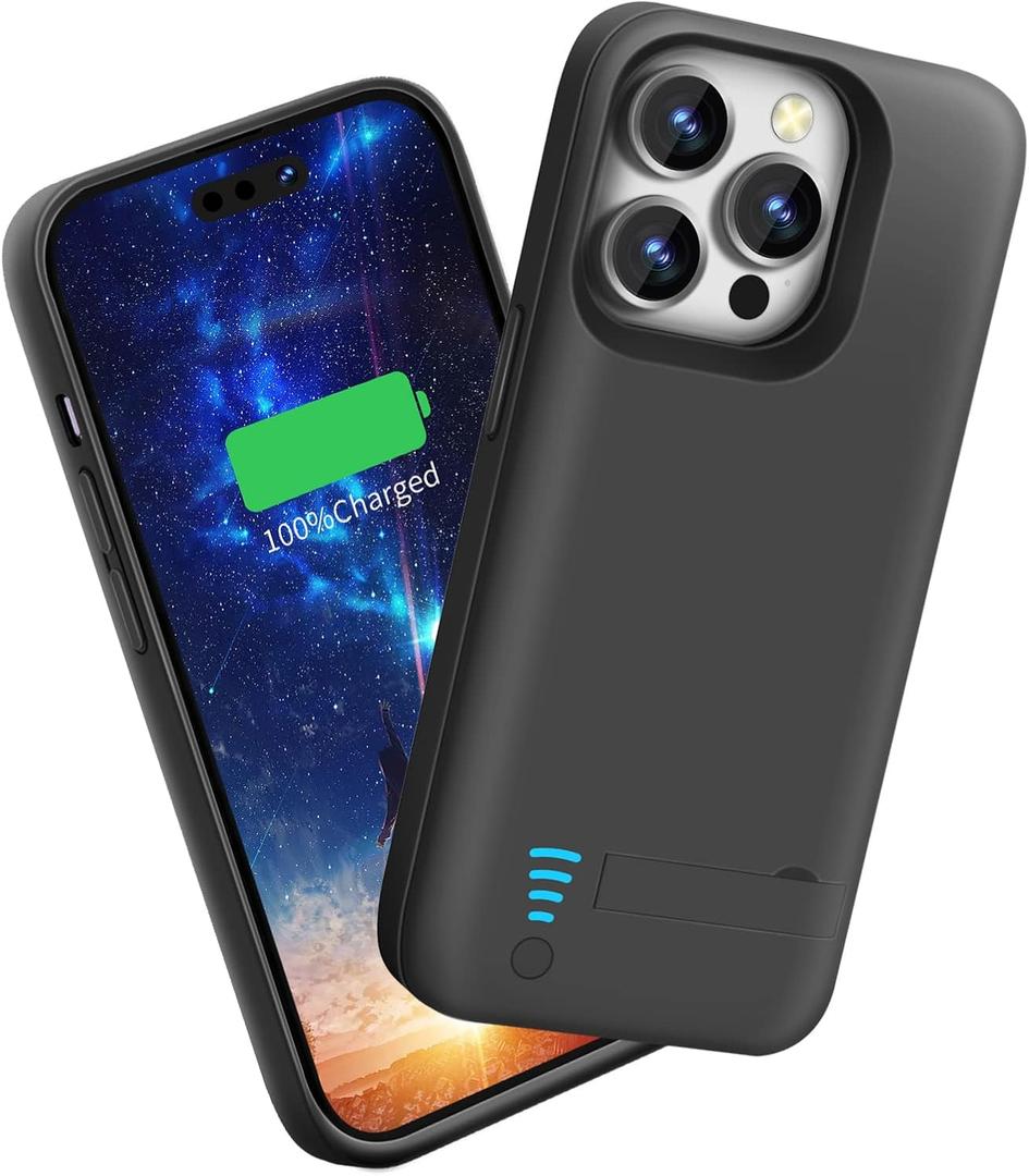 Sitong Battery Case for iPhone 14 Pro, 5000mAh Rechargeable Extended Battery Charging Charger Case, Add 100% Extra Juice (6.1 Inches) Black
