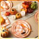 Honeydak 96 Pcs Fall Orange Plaid Party Supplies Thanksgiving Paper Plates and Napkins Fork Autumn Disposable Dinnerware Set Fall Tableware for 24 Guest Thanksgiving Party Decorations (Orange)