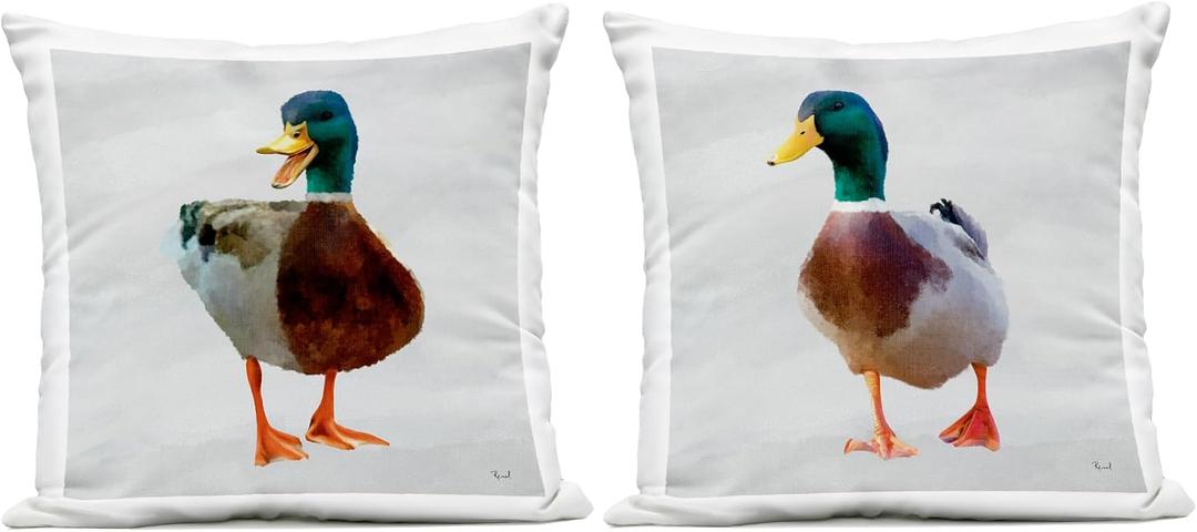 Stupell Industries | Pair of Squawking Ducks, 18 x 18 Each, 2 Pillows, Each 18 x 7 x 18
