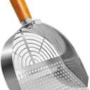 Stainless Steel Litter Scoop, Kitty Litter Scooper, Metal Cat Litter Scoop, Kitten Pooper Lifter, Cat Scooper, Kitty Metal Scooper with Holder for Cat Litter Box Round Holes Easy Cleaning