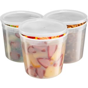 GUSTO [20 Sets] 86 oz. Plastic Food Storage Deli Containers with Lids, Ice Cream Bucket & Soup Pail - (Formerly Comfy Package)