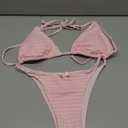 Women's Plaid Gingham Bathing Suit High Waisted Halter Triangle Swimsuit Bikini Set (Medium, Light Pink)