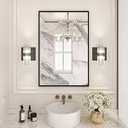 LOAAO 24"X36" Black Rectangle Bathroom Mirror Wall, Matte Black Aluminum Alloy Frame, Hangs Vertically or Horizontally, Easy to Install