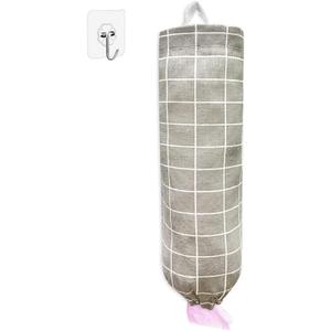 SYIPO Plastic Bag Holder, Reusable Grocery Bag Organizer, Wall Mount, Plaid Grey, 1 Pack, 15.7in x 9.8in