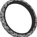 Black and Gray Stars Steering Wheel Cover Universal 15 Inch Cute and Fashionable Car Accessories Protector for Women Men (One Size)