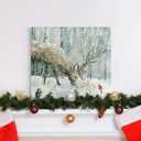 Renditions Gallery Reindeer and Cardinal Wall Art, Cute Christmas Artwork, Snowy Winter Forest, Scenic Nature, Premium Gallery Wrapped Canvas Decor, Ready to Hang, 24 in H x 24 in W, Made in America