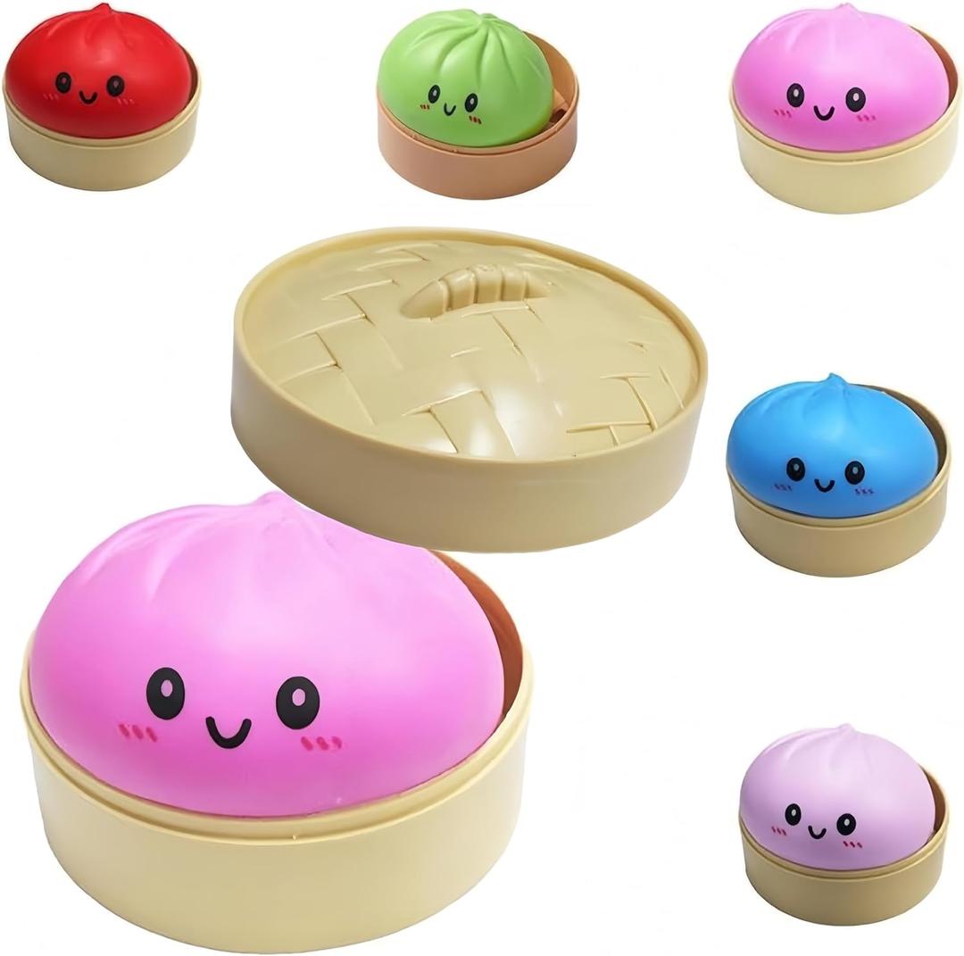 Dumpling Squishy Mystery Dumpling Squishy Stress Balls Fidget Sensory Toy Soft Squeeze Decompression Dough (Pink)