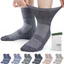 Bulinlulu Diabetic Socks for Men Women,6 Pairs Bamboo Viscose Non Binding Ankle Diabetic Socks for Women Men Size 9-11 13-15 (Large, Navy/Pale Blue/Navy Blue/Offwhite/Tan/Khaki)