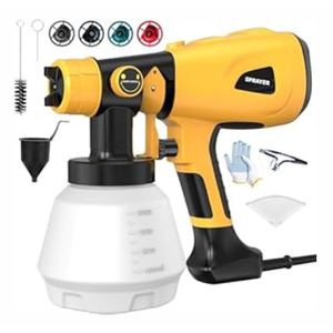 Paint Sprayer 1000W High Power Electric Spray Paint Gun with Adjustable Spray Width Knob 4 Nozzles and 3 Patterns Easy to Clean for Furniture Home Interior House Painting Yellow