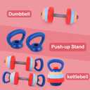 Kids Exercise Equipment With 2 Dumbbells and Kettlebell - Adjustable Workout Toy Equipment for Children Pretend Play Exercise - Toddler Beginner Gym & Fitness Family Games for Birthday Gifts