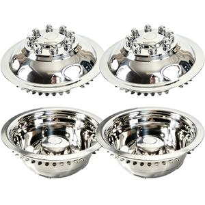 16" Stainless Steel Wheel Simulators, 8 Lug Snap-On RV Hubcaps,16 Wheel Cover Compatible with GMC 3500, Ford F350, E350/E450 Van, Dodge Ram 3500