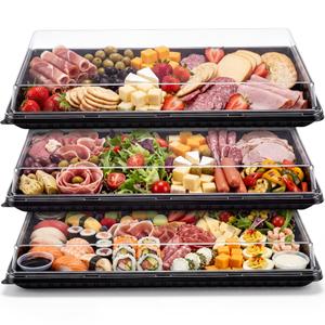 Shellwei 3 Pack Extra Large Charcuterie Board with Lids, 22 x 14 Inch