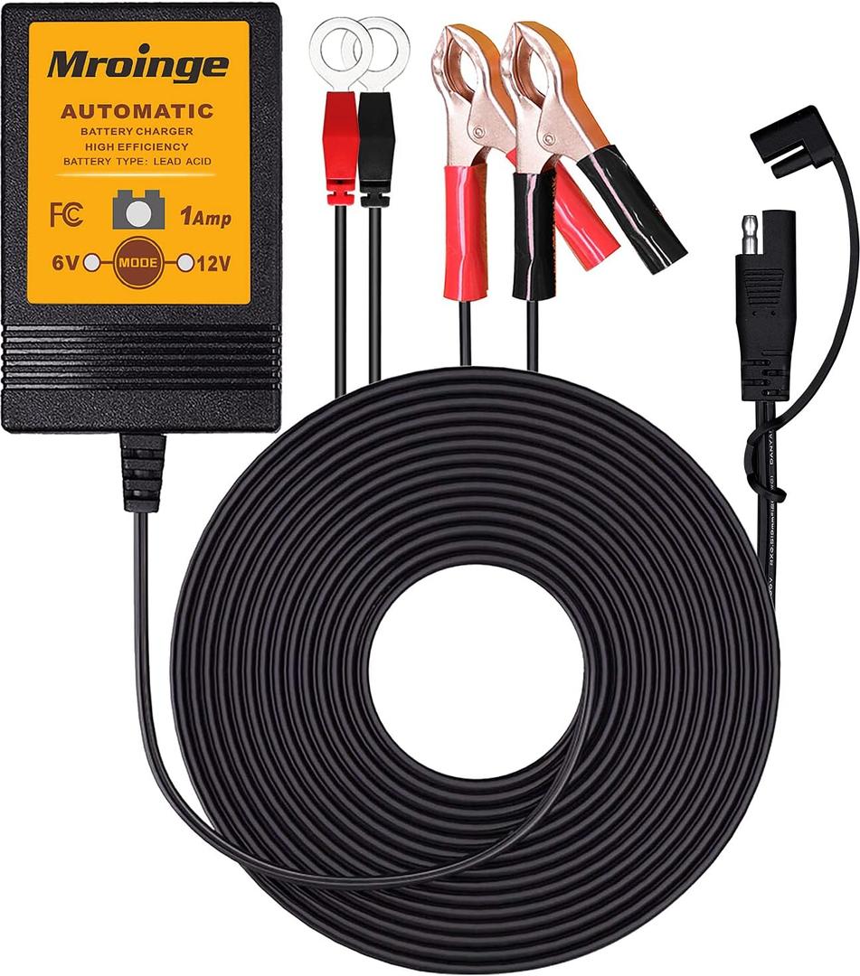 MBC016, 6V / 12V 1A Fully Automatic Trickle Battery Charger/Maintainer for Automotive Vehicle Motorcycle Lawn Mower ATV RV Powersport Boat, Sealed Deep-Cycle AGM Gel Cell Lead Acid Batteries MBC016, 6V / 12V 1A Fully Automatic Trickle Battery Charger/Maintainer for Automotive Vehicle Motorcycle Lawn Mower ATV RV Powersport Boat, Sealed Deep-Cycle AGM Gel Cell Lead Acid Batteries
