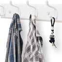 Badiano Wooden Coat Rack, Wall-Mounted Organizer for Closet, Entryway, Hallway, Foyer, Bedroom, Heavy Duty Double Hooks for Hanging Towels, Bags, Hats, Jackets, Key (White, 4 Hooks)