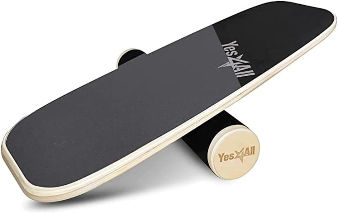 Yes4All Balance Board Sports Trainer, Surf Trainer Board With Adjustable Stoppers, Improve Core Strength and Balance Control (A. Gray/Black)
