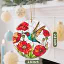 3 x Ceramic-Style Christmas Tree Decorations, Christmas Ornaments, Double-Sided Printed Ornament Keepsakes, Holiday Decor. Xmas Gifts, Gifts for Hummingbird Lovers - Hummingbird-Themed