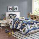 Intelligent Design Kids Boys Monster Truck Blue Queen Quilt Set, 4pc, Full/Queen