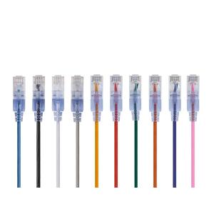 Monoprice Cat6A 25ft 10-Color 10-Pk Patch Cable UTP 30AWG 10G Pure Bare Copper Snagless RJ45 SlimRun Series Ethernet Cable