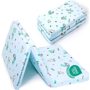 2025 Upgraded Pack and Play Mattress 38" x 26" Soft Firm Premium Foam Pack N Play Mattresses Odorless Breathable Comfort Baby Foam Portable Playpen Mattresses (Tri-fold Dinosaur)