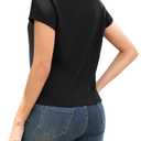 DeXianLai Cap Sleeve T Shirts for Women Summer Crop Tops Short Sleeve Shirts Round Neck Loose Fit Basic T Shirts Black 2XL