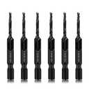 DKIBBITH 6 Packs M3 Combination Drill & Taps Bit Set, Screw Tapping Threading Tools in Size M3*0.5 with Anti-Rust Black Coating, 1/4" Hex Shank and Storage Case