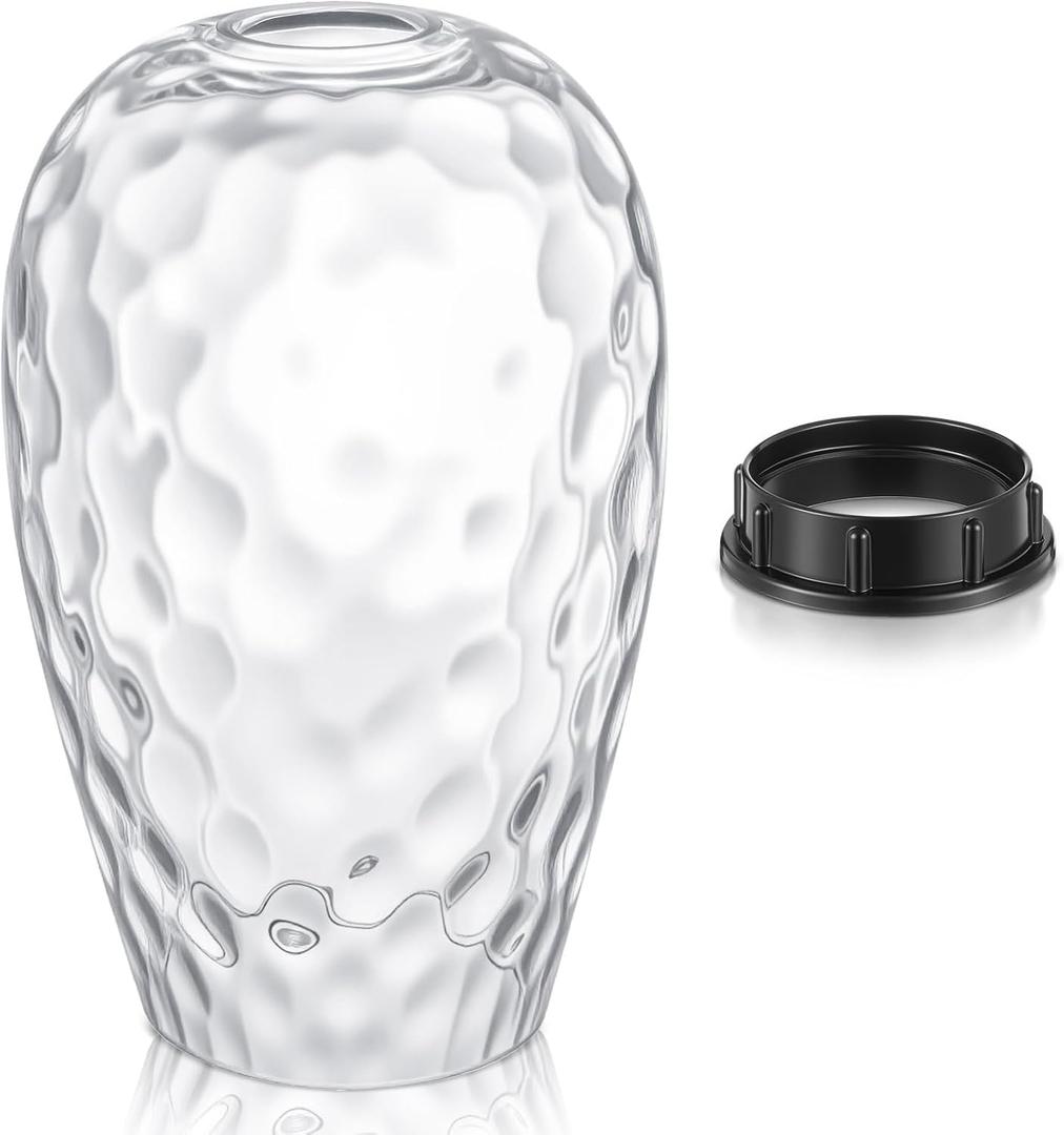 1 Set Oval Glass Lamp Shade 9.25" High x 5.9" Diameter Glass Pendant Light Fixtures Lampshade Replacement Compatible with E26 for Kitchen Island Ceiling Pendant (Transparent Hammer Pattern)