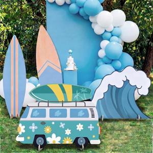4 Pcs Large The Big One Themed Birthday Party Decorations 1st Birthday Decoration Beach Surfboard Cardboard Cutout Photo Booth Props Backdrop for Beach Pool Baby Shower Supplies, 4, Surfboard