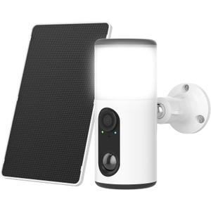 ANRAN Solar Security Cameras Wireless Outdoor with Light,2K Porch Floodlight Camera with Color Night Vision & AI Motion Detection,2-Way Talk Spotlight Siren Alarm, Compatible with Alexa (White)