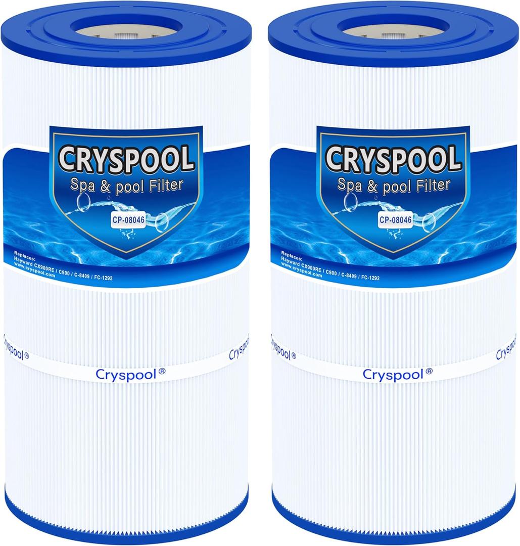 Cryspool 08046 Filter Compatible with CX900RE, Star-Clear Plus C900, C-900, Posi-Clear PXC-95, Ultral-B6, PP-B6, C-8409, PA90, FC-1292, 90 Sq. Ft Pool Filter Cartridge, 2 Pack