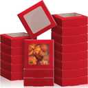 Zonon 30 Pcs Kraft Paper Boxes with Window 4.13 x 4.13 x 1.18 Inch Candy Packaging, Small Gift Boxes, Soap holder, Mini Treat Packaging for Bakery Chocolate Jewelry Display (Dark Red)
