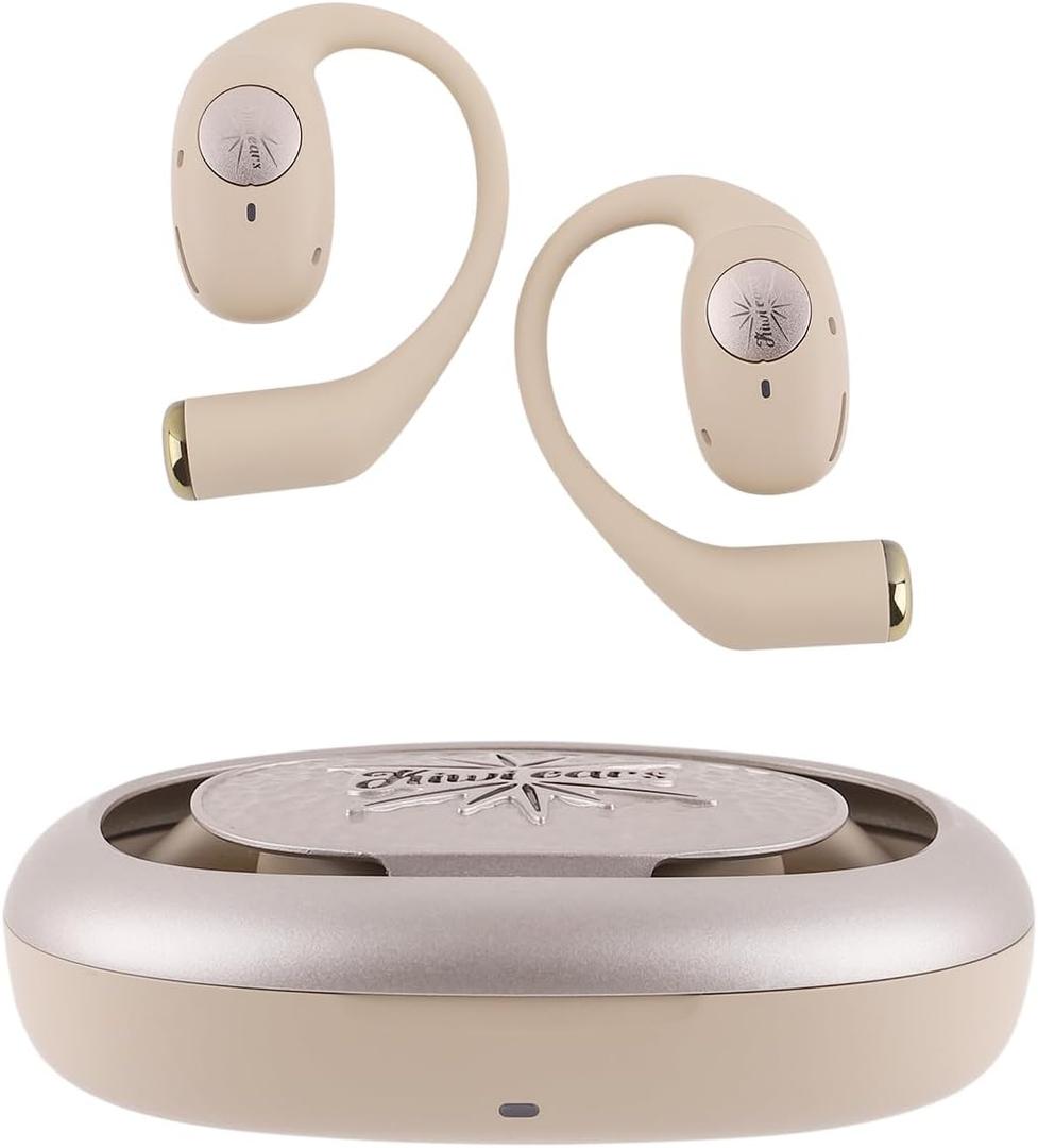 Linsoul Kiwi Ears Spark OWS Open Ear Wireless Earbuds, Bluetooth 5.2 Gaming Earbuds, with Silicone Earhook, 21H Playtime, Wireless Charging for Sports Workout Running