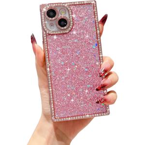 Owncase for iPhone 13 Pro Max Case Glitter, Crystal Diamonds Shiny Bling Sparkly Electroplated Edge Shockproof Soft TPU Bumper Phone Case for Women Girls, Silver