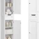 Iwell Tall Bathroom Cabinet, Slim Narrow Bathroom Storage Cabinet with Adjustable Shelves, Storage Cabinets with 1 Drawer, for Bathroom, Living Room, Entryway, Kitchen, White