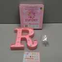 Pink Marquee Light Up Letters, Glitter Alphabet LED Letter Lights for Pink Birthday Party Decorations, Battery Operated Letter Sign for Girls Room Vanity Table Decor, Cool White Lights Letter R