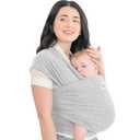 KeaBabies Baby Wrap Carrier - All in 1 Original Baby Carrier Newborn to Toddler Sling, Easy to Wear, Hands Free Bonding, Lightweight, Breathable Infant Wraps (Light Heather) (One Size (Pack of 1))