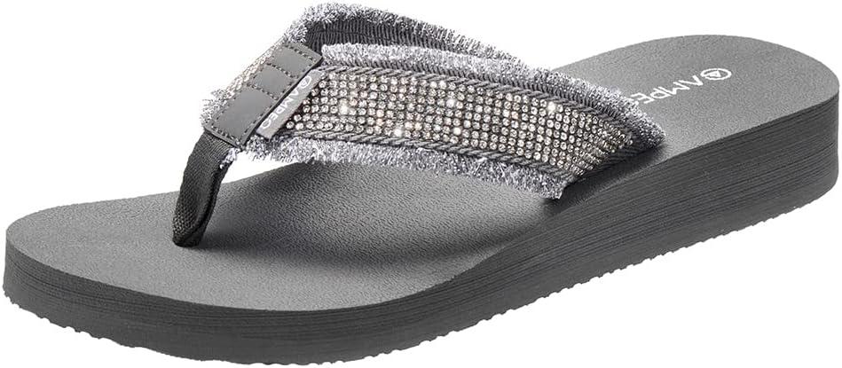 Ampeo Women's Arch Support Flip Flops Comfortable Casual Summer Beach Thong Sandals (Gray)