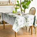Horaldaily Spring Tablecloth 6060 Inch Square, Green Eucalyptus Washable Seasonal Table Cover for Party Picnic Dinner Decor