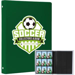 1 Green 9-Pocket Side-Loading Card Album, 20 Pages 360-Card Capacity - Portable Binder for Sports Trading Cards (Soccer, Baseball, Basketball, Football), Secure Snap Closure Collector Album