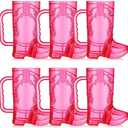 Sieral 6 Pcs Cowboy Boot Shot Glasses, 16 oz Large Plastic Boot Shot Glasses Drink Cups Mug with Handle for Cowboy Cowgirl Western Theme Party Favors(Pink)