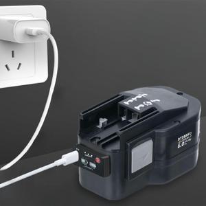 6000mAh Lithium-ion Battery Replacement for Milwaukee 14.4V 48-11-1000 48-11-1014 48-11-1024 suporting 45W Type-C Fast Charging with External Charging Device and Intelligent Display Function