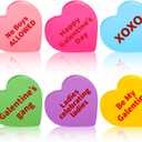 Thyle Galentine's Day Conversation Hearts Decorations for Home Table 6 Pcs Wooden Candy Heart Shaped Signs Decor for Office Tiered Tray Mantel Shelf Valentines Galentine Gifts