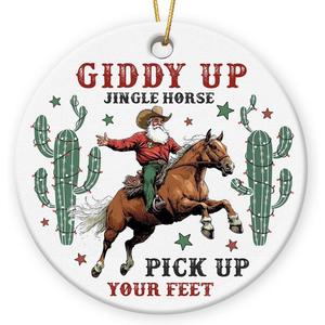 Western Christmas Ornaments 2025 - Cowboy Ornaments for Christmas Decorations, Ceramic Ornament for Vintage Cowboy Decor, Xmas Gifts for Cowboys Western, Men, Friends, Family, Coworkers