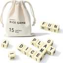 Full Alphabet Crossword Dice Game, Word Game, 15 Large Lettered Dice, Word Dice Game for Family Games, Travel & On-The-Go Fun