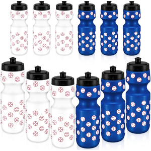 Skybooly Pack of 24 Water Bottle Bulk Reusable Sports Squeeze Water Bottles Ball Cup Accessories for Sports Party Favors Team Gifts Players for Gym Most Bike Cage (Baseball)