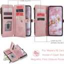 Defencase for Galaxy S26 Ultra Case Wallet with RFID Blocking Card Holder for Women Men, PU Leather Magnetic Snap Flip Wristlet Strap Zipper Wallet Phone Cases for Samsung Galaxy S26 Ultra 6.9", Pink